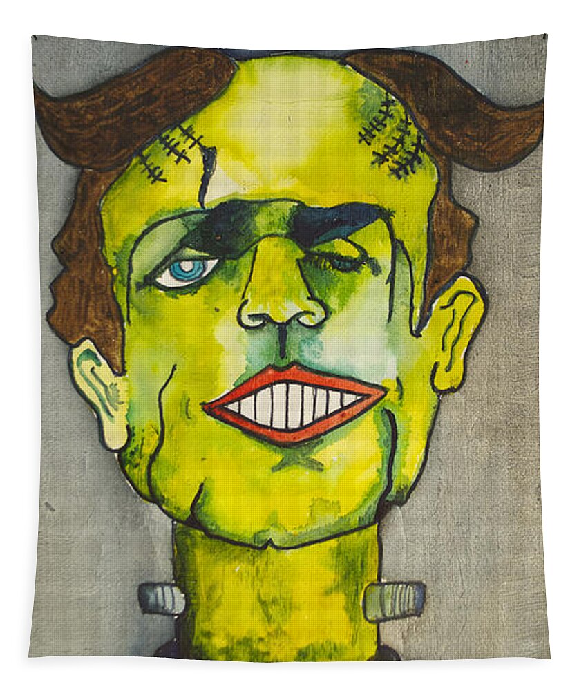 Frankenstein Tapestry featuring the painting Frankensteins Monster as Tillie by Patricia Arroyo