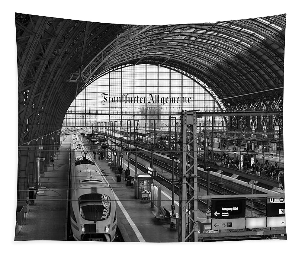Travel Tapestry featuring the photograph Frankfurt Bahnhof - Train Station by Miguel Winterpacht
