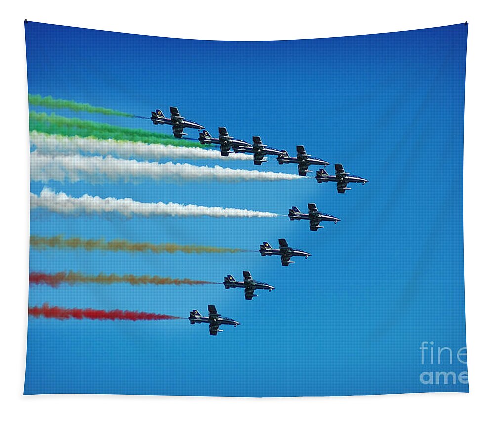 Tricolori Tapestry featuring the photograph Frecce Tricolori aerobatics team by Stefano Senise