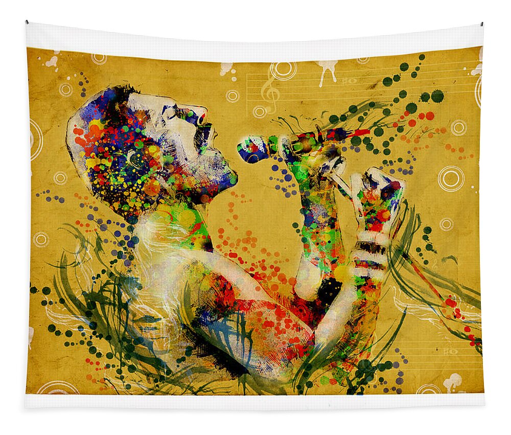 Freddie Mercury Tapestry featuring the painting Freddie Mercury Vintage 2 by Bekim M