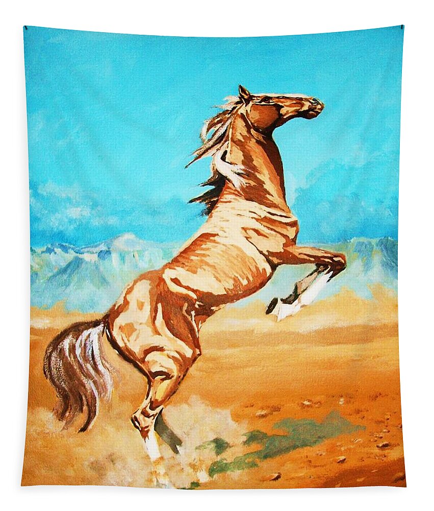 Horses Tapestry featuring the painting Free Spirit by Al Brown