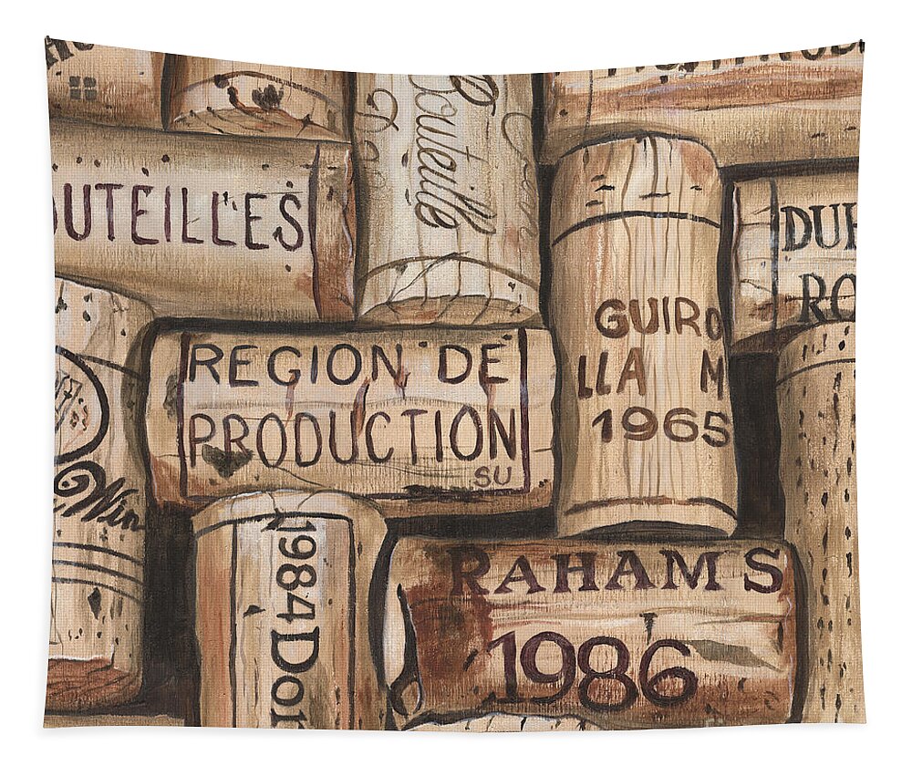 Alcohol Tapestry featuring the painting French Corks by Debbie DeWitt