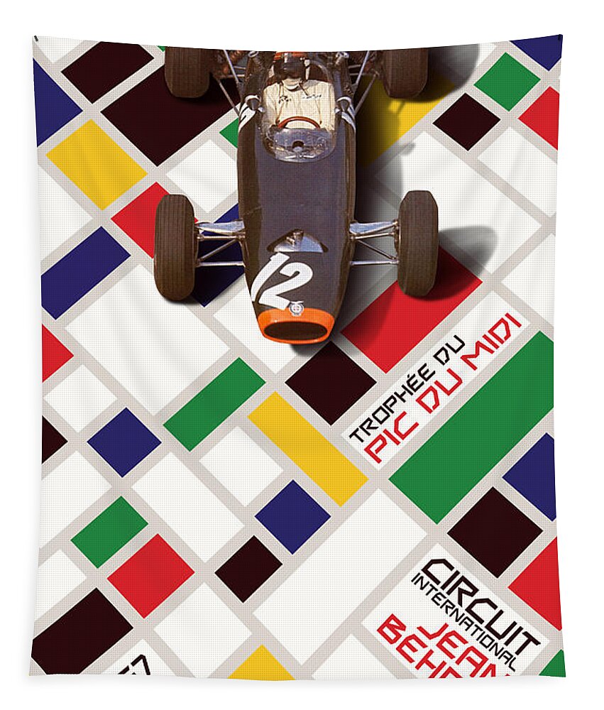 Circuit Jean Behra Tapestry featuring the digital art French Grand Prix 1967 Circuit Jean Behra by Georgia Clare