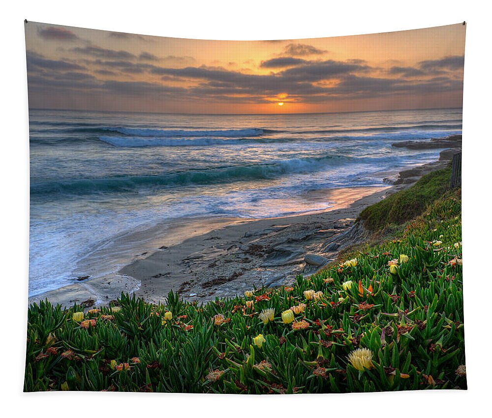 Beach Tapestry featuring the photograph From Above by Peter Tellone