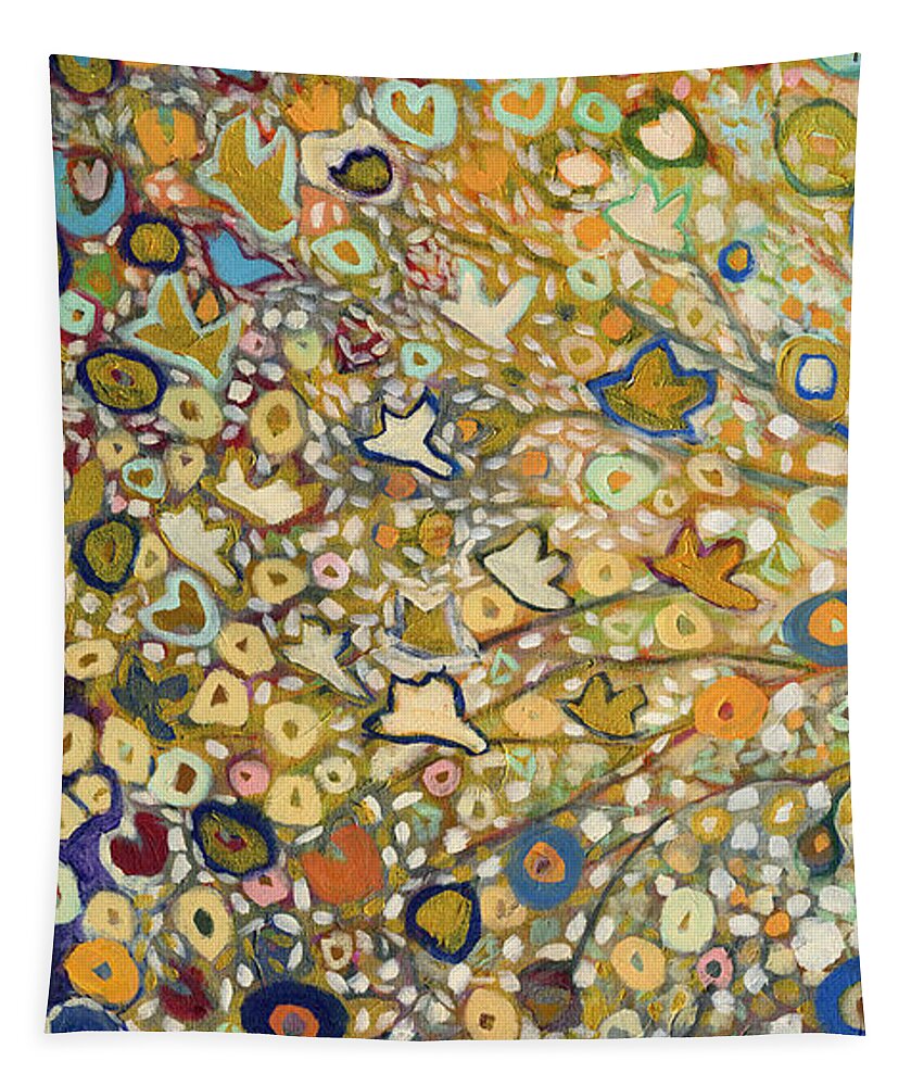 Tree Tapestry featuring the painting From Out of the Rubble Part A by Jennifer Lommers