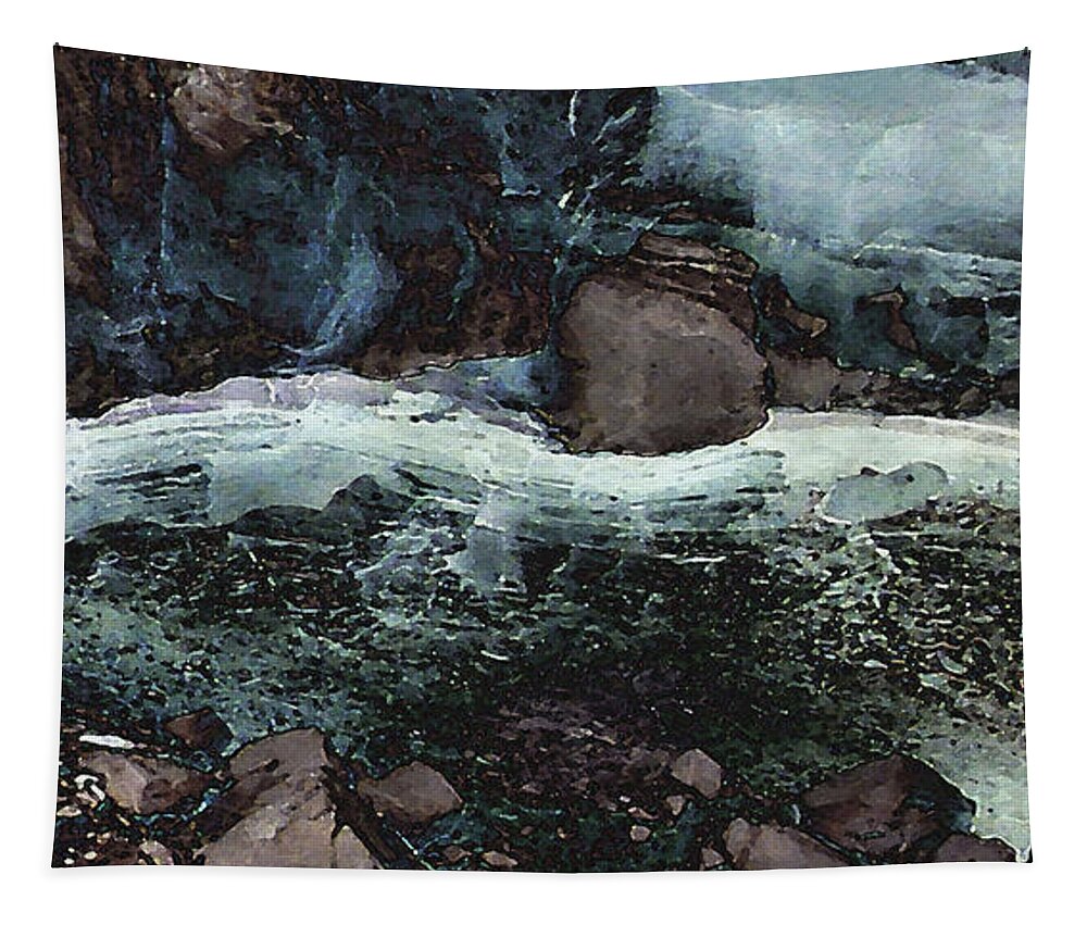 Digital Tapestry featuring the digital art Frozen Cave by David Hansen