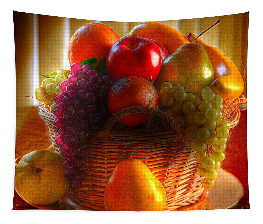 Still Life Tapestry featuring the photograph Fruit Basket by Kathy Baccari