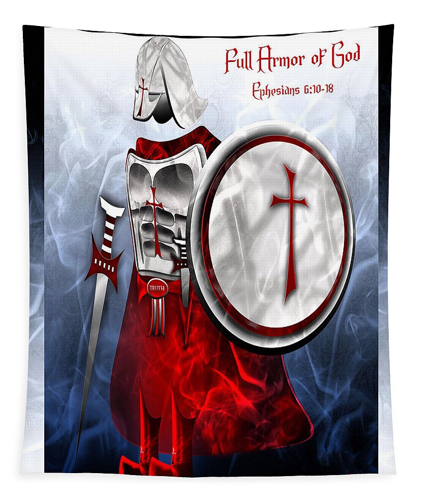 Full Armor Of God Tapestry featuring the digital art Full Armor of God by Jennifer Page