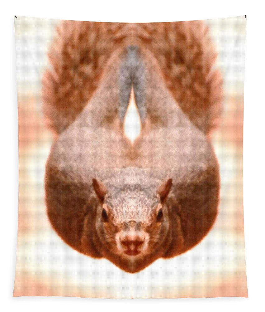 #flying #squirrel #midair #digitalart #cool #squirrel #florida Tapestry featuring the photograph Flying Funky Brown Squirrel by Belinda Lee