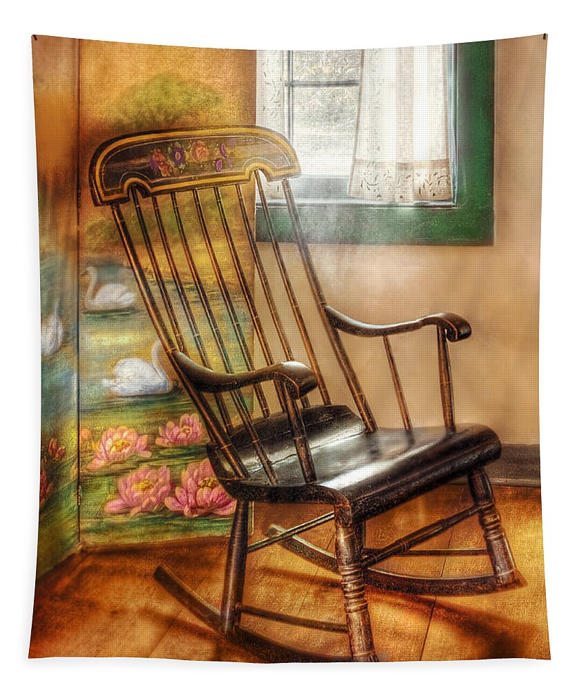 Savad Tapestry featuring the photograph Furniture - Chair - The rocking chair by Mike Savad