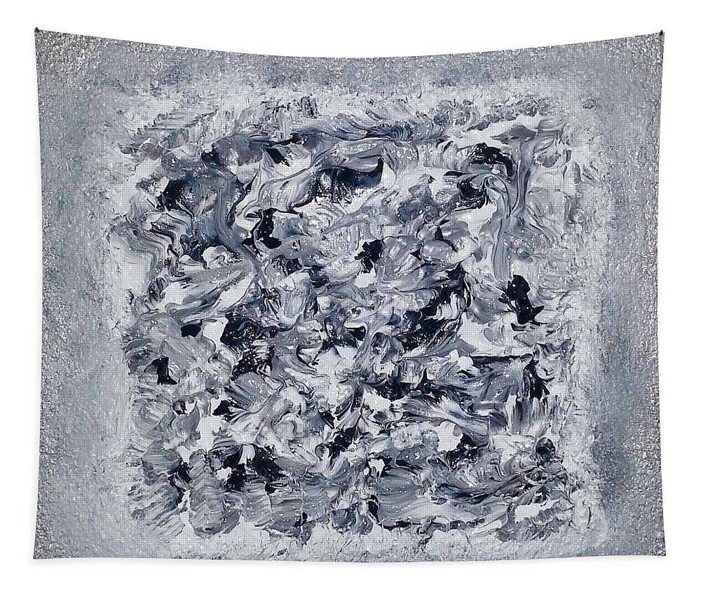 Abstract Painting Tapestry featuring the painting G4 - greys by KUNST MIT HERZ Art with heart