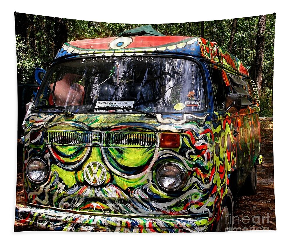 Vw Tapestry featuring the photograph Garcia VW Bus by Angela Murray