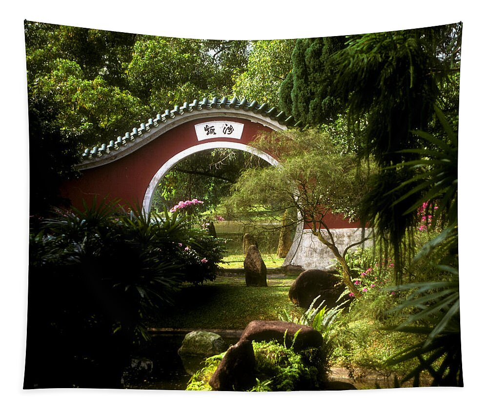 Singapore Tapestry featuring the photograph Garden Moon Gate 21E by Gerry Gantt