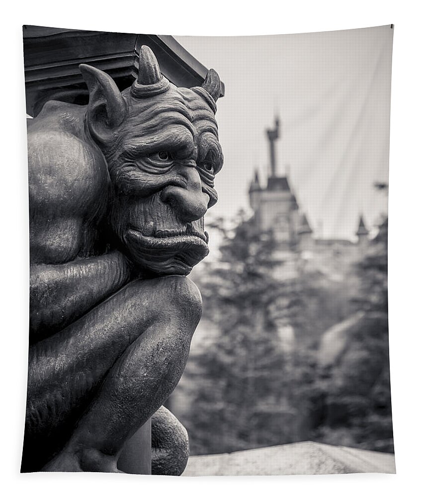 3scape Tapestry featuring the photograph Gargoyle by Adam Romanowicz