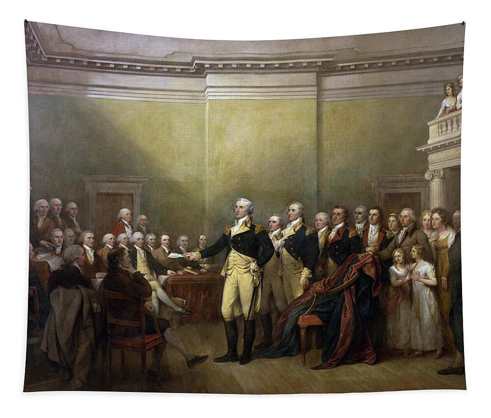 John Trumbull Tapestry featuring the digital art General George Washington Resigning His Commission by John Trumbull