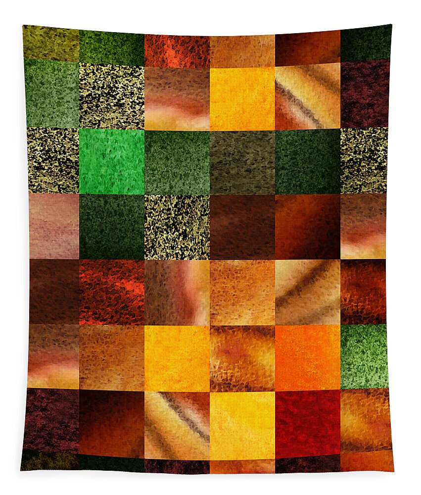 Abstract Tapestry featuring the painting Geometric Design Squares Pattern Abstract III by Irina Sztukowski