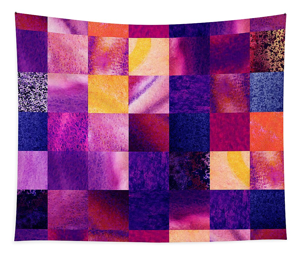 Abstract Tapestry featuring the painting Geometric Design Squares Pattern Abstract V by Irina Sztukowski