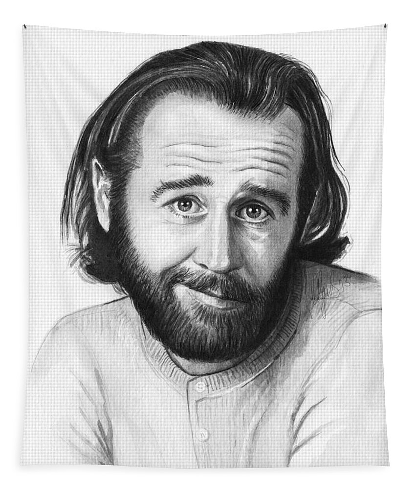 George Carlin Tapestry featuring the painting George Carlin Portrait by Olga Shvartsur