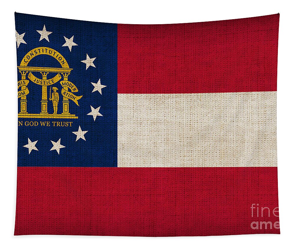 Georgia Tapestry featuring the painting Georgia State Flag by Pixel Chimp