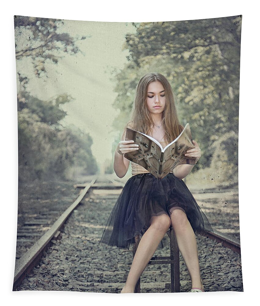 Girl Tapestry featuring the photograph Get On The Right Track by Evelina Kremsdorf
