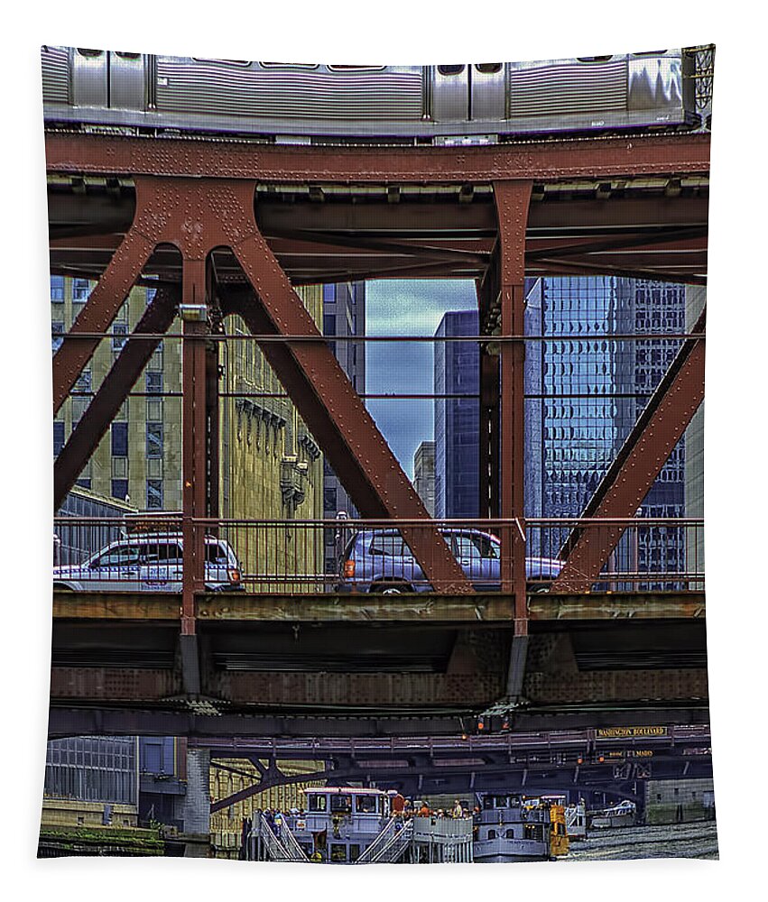 Architecture Tapestry featuring the photograph Getting Around Chicago by Don Hoekwater Photography