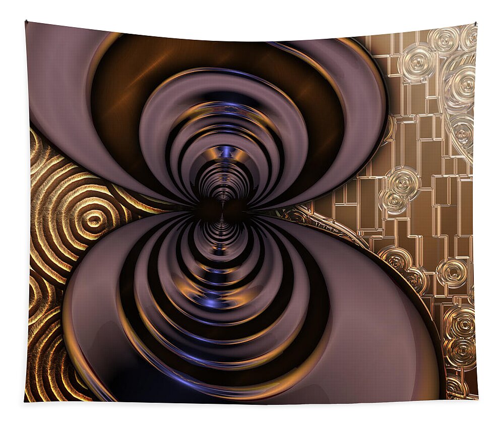 Brown Tapestry featuring the digital art Gilded Fractal 2 by Ann Stretton