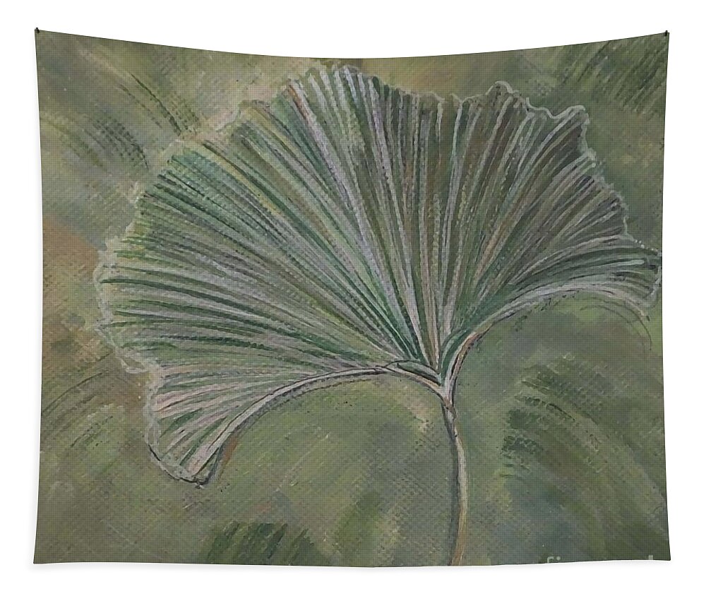 Ginko Tapestry featuring the painting Ginko Leaf by Lizi Beard-Ward