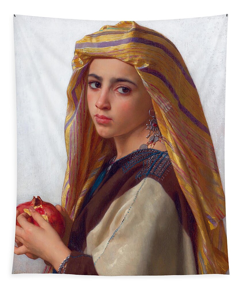  William-adolphe Bouguereau Tapestry featuring the painting Girl with a pomegranate by William-Adolphe Bouguereau