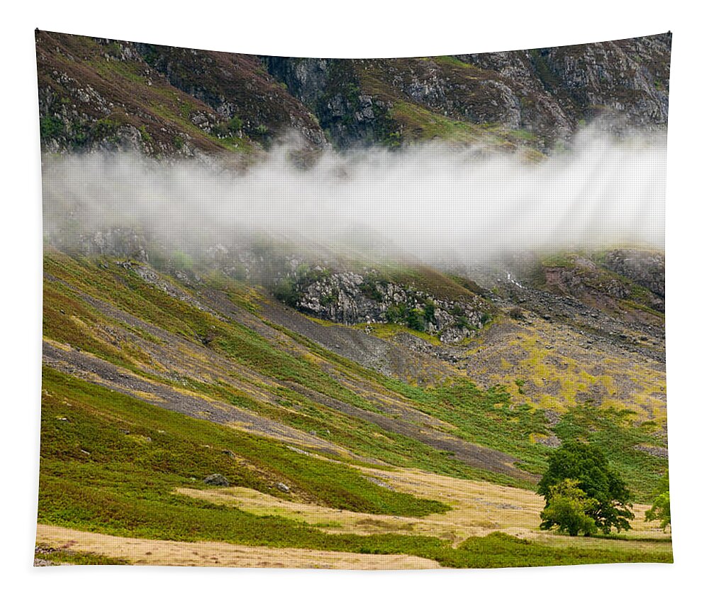 Michalakis Ppalis Tapestry featuring the photograph Misty Mountain Landscape by Michalakis Ppalis