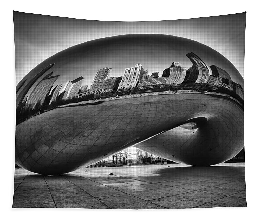 Chicago Cloud Gate Tapestry featuring the photograph Glowing Bean by Sebastian Musial