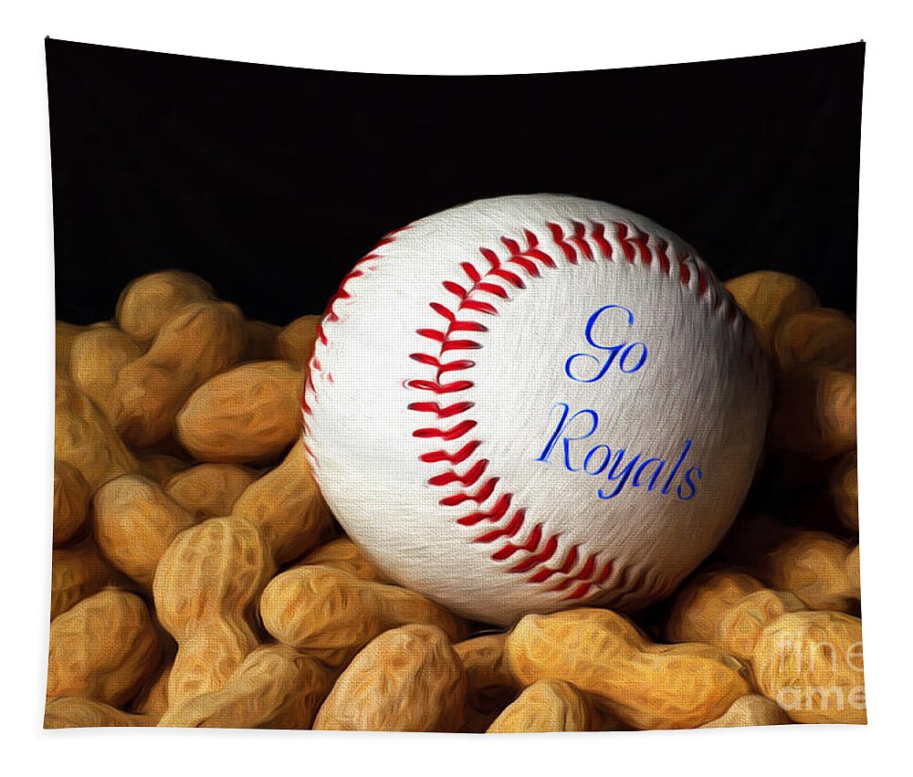 Baseball Tapestry featuring the mixed media Go Royals by Andee Design
