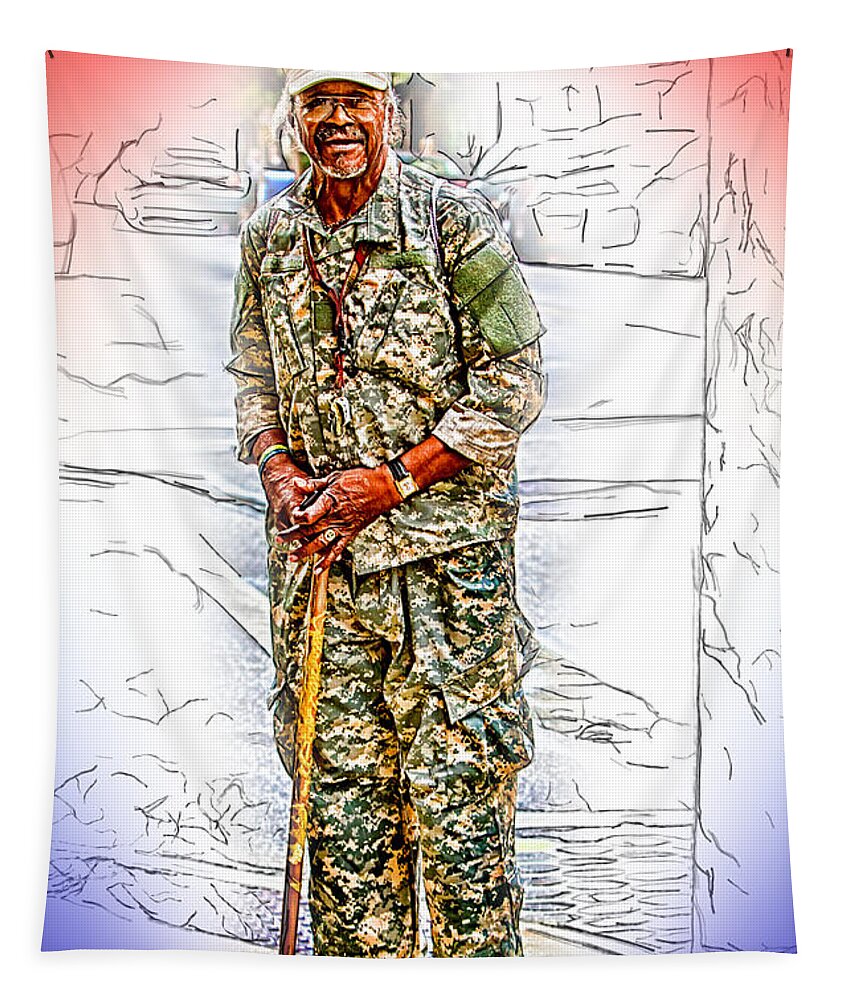 America Tapestry featuring the photograph God Bless Our Veterans by John Haldane