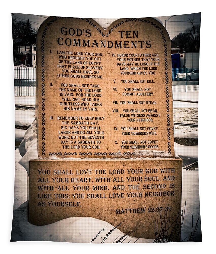 10 Commandments Tapestry featuring the photograph God's Ten Commandments by Grace Grogan