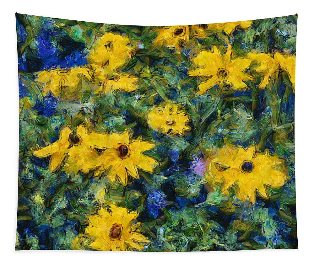 Yellow Tapestry featuring the photograph Goghflowers by Nigel R Bell