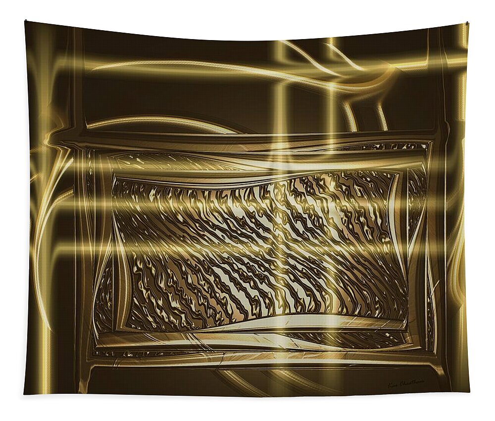 Brown And Gold Tapestry featuring the digital art Gold Chrome Abstract by Kae Cheatham