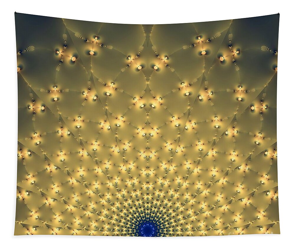 Digital Tapestry featuring the digital art Golden Bejeweled Peacock by Renee Trenholm