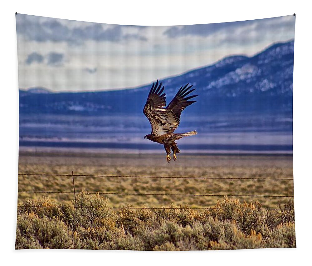 Landscape Tapestry featuring the photograph Golden Eagle by Michael W Rogers