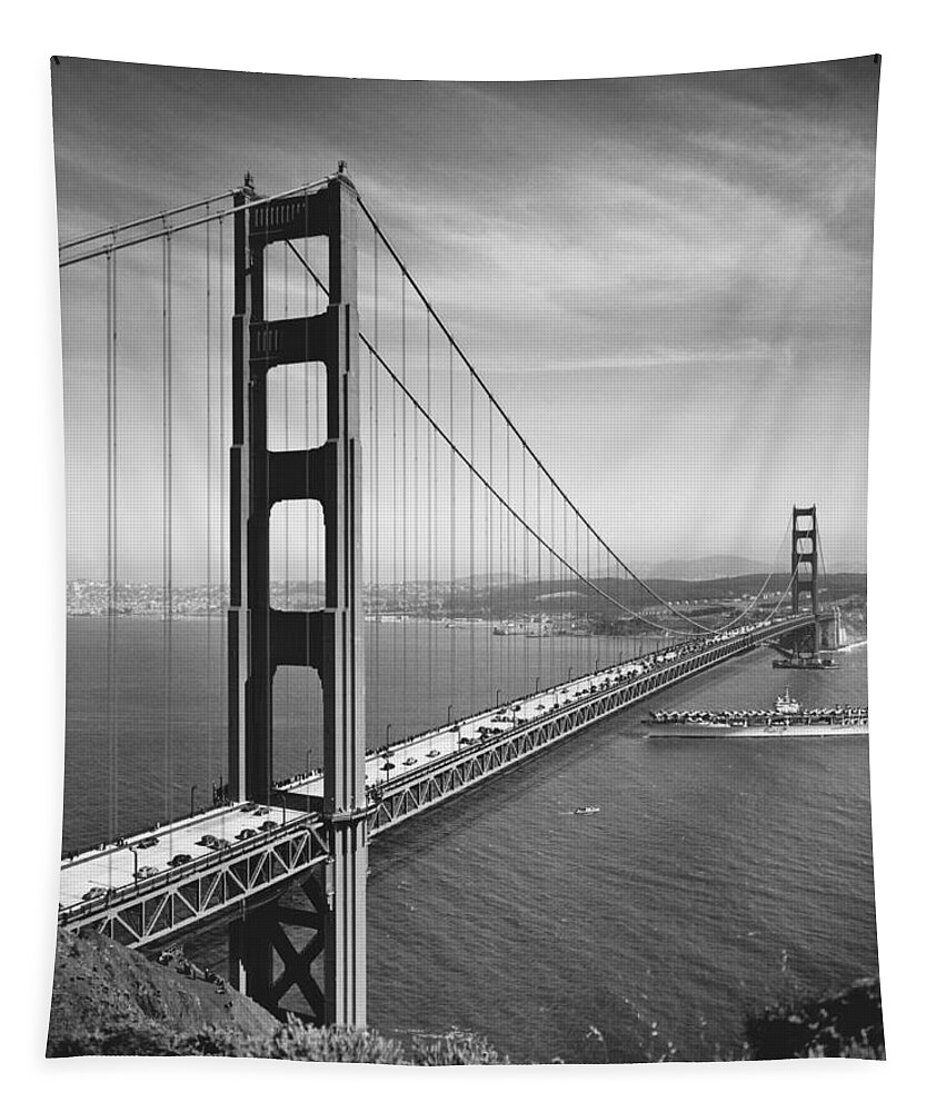 1930's Tapestry featuring the photograph Golden Gate Bridge Opening by Underwood Archives