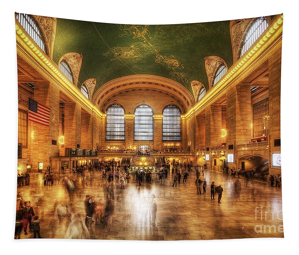 Art Tapestry featuring the photograph Golden Grand Central by Yhun Suarez