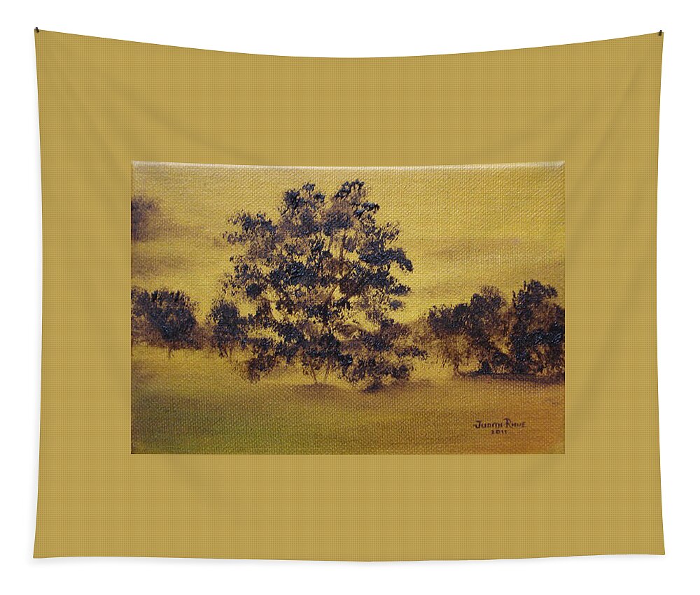 Landscape Tapestry featuring the painting Golden Landscape by Judith Rhue