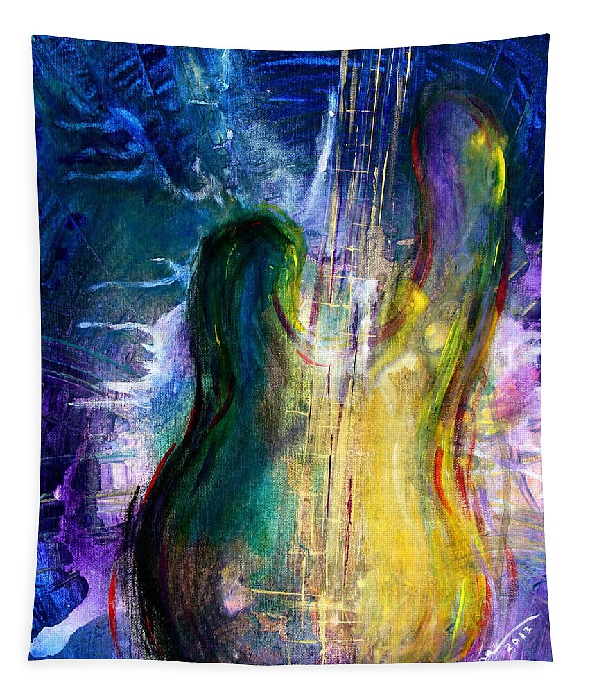 Golden Strings Tapestry featuring the painting Golden Strings by Kume Bryant