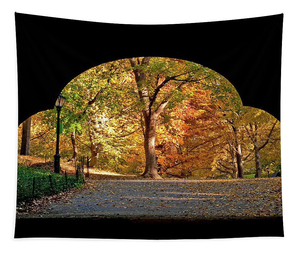 Central Park Tapestry featuring the photograph Golden Underpass by S Paul Sahm