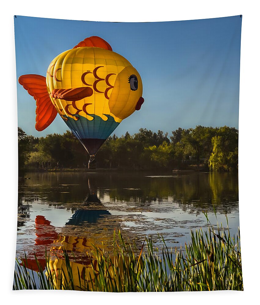 Goldfish Tapestry featuring the photograph Goldfish Reflection by Linda Villers
