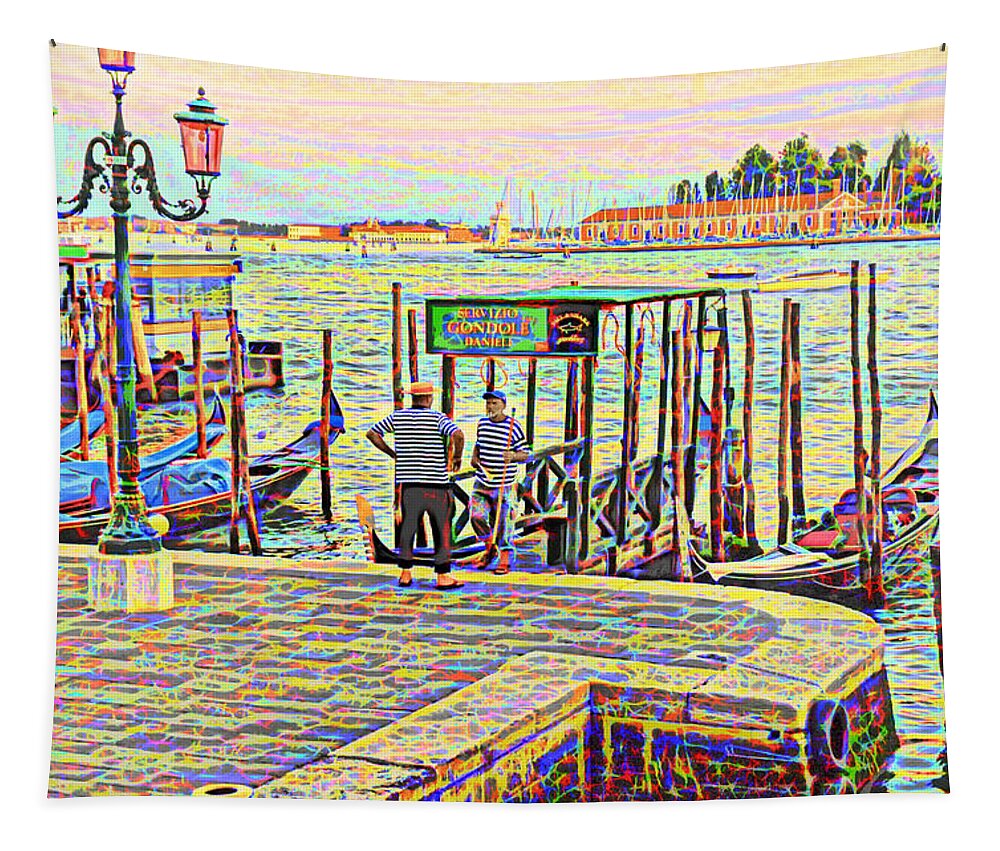 Gondoliers Tapestry featuring the photograph Gondoliers Aglow by Marianne Campolongo