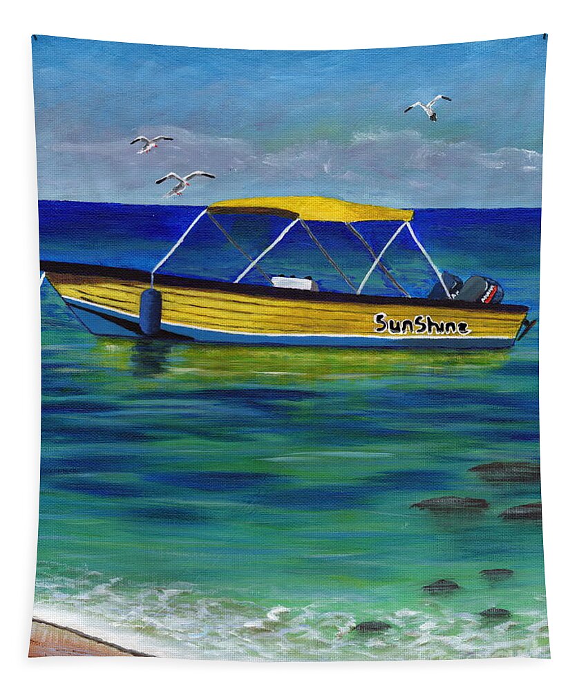 Boat Tapestry featuring the painting Gone To Rest by Laura Forde
