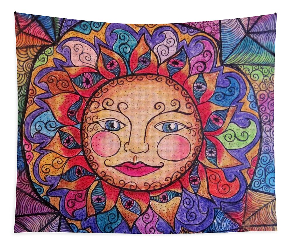 Sun Tapestry featuring the drawing Good morning sunshine by Megan Walsh