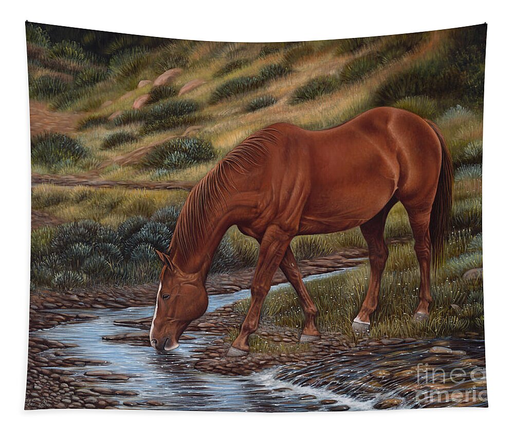 Horses Tapestry featuring the painting Good'Ol Red by Ricardo Chavez-Mendez