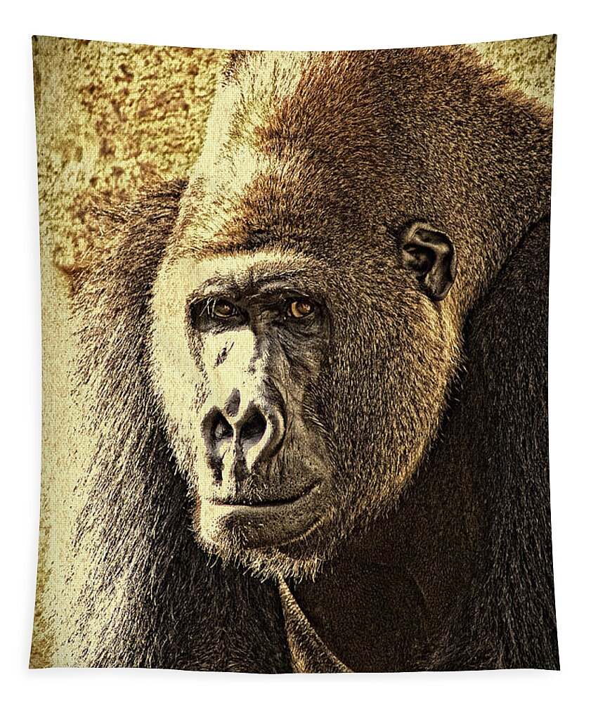 Gorilla Tapestry featuring the photograph Gorilla Portrait 2 by Heiko Koehrer-Wagner