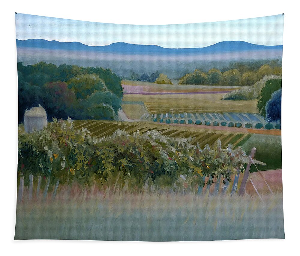 Blue Ridge Tapestry featuring the painting Grace Vineyards No. 1 by Catherine Twomey