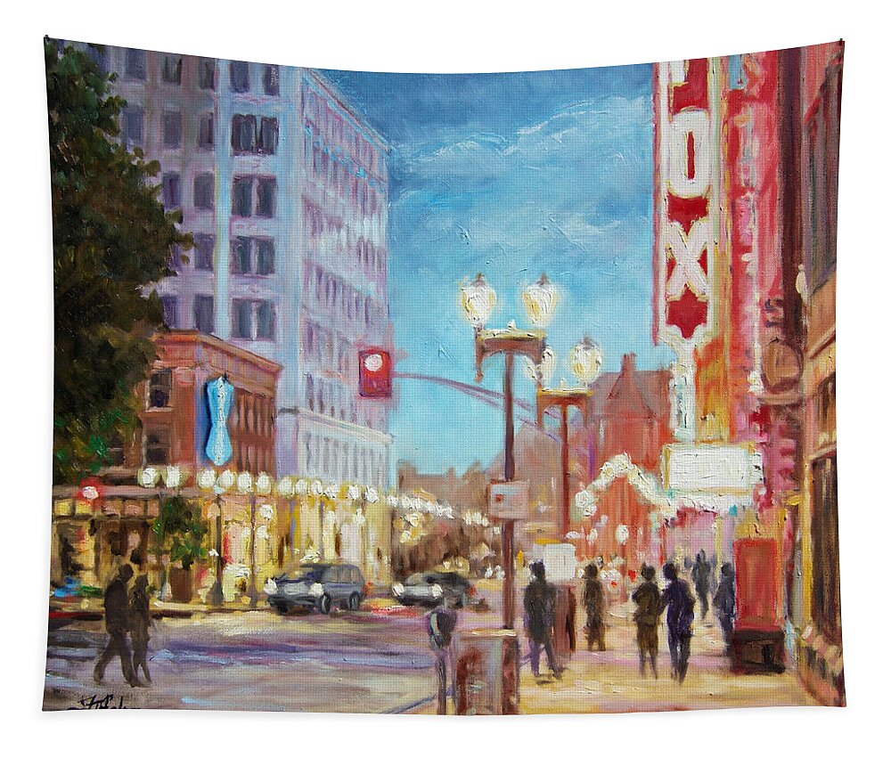 Saint Louis Tapestry featuring the painting Grand Boulevard St.Louis by Irek Szelag